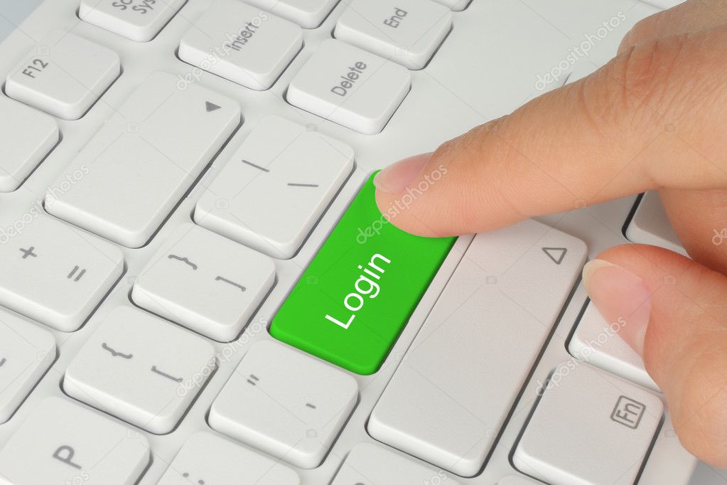 Hand pushing green login button — Stock Photo © rozelt 15890155