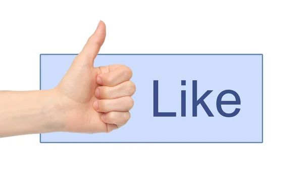 Like button with woman hand — Stock Photo, Image