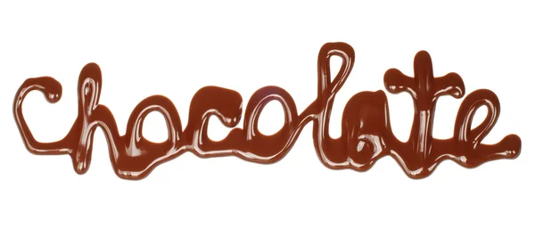 巧克力单词构成的液体巧克力 — 图库照片