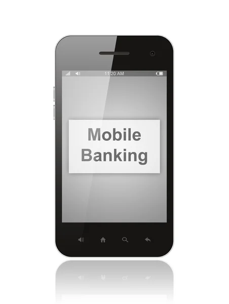 Smart phone con pulsante mobile banking — Foto Stock