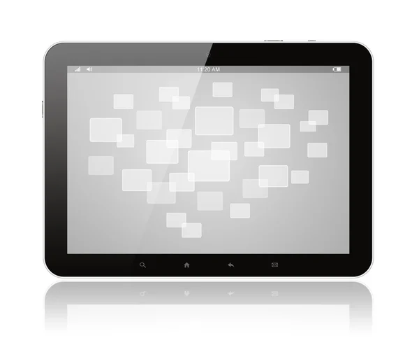 Počítač tablet pc s virtuální rozhraní — Stock fotografie