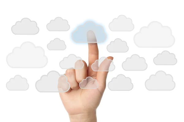 Cloud computing koncept med hand — Stockfoto
