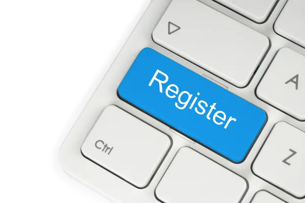 Blå register-knappen — Stockfoto