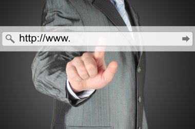 işadamı iterek sanal arama çubuğu