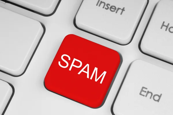 Красная кнопка спама — стоковое фото