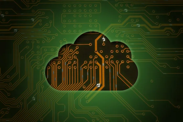 Cloud on circuit background — Stok fotoğraf