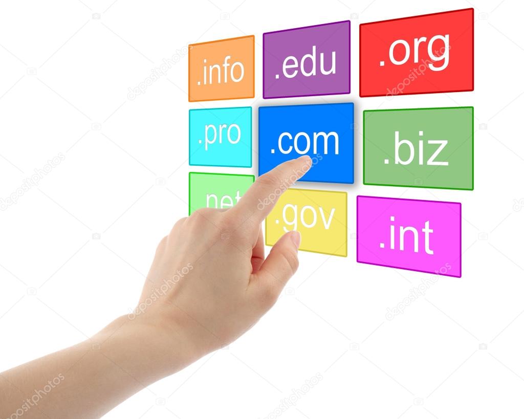 Hand pushing virtual domain name