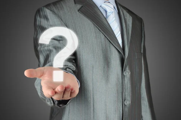 Businessman with question mark — Stock Photo, Image