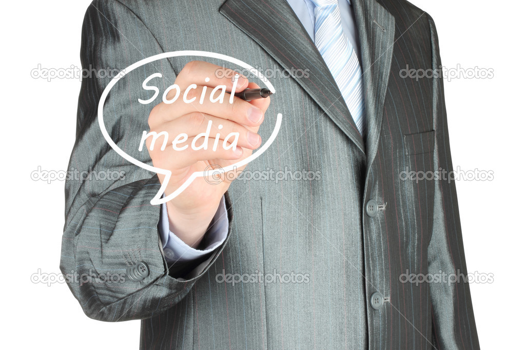 Businessman drawing social media bubble