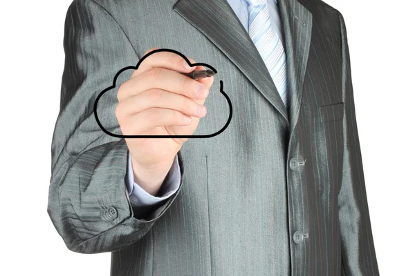 Businessman drawing black cloud — Stock Photo, Image