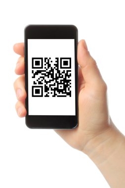 qr kod ile akıllı telefon elini tutar
