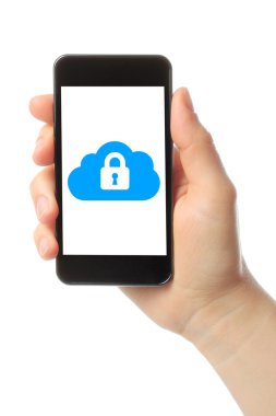 el bulut güvenlik konsepti ile akıllı telefon tutar