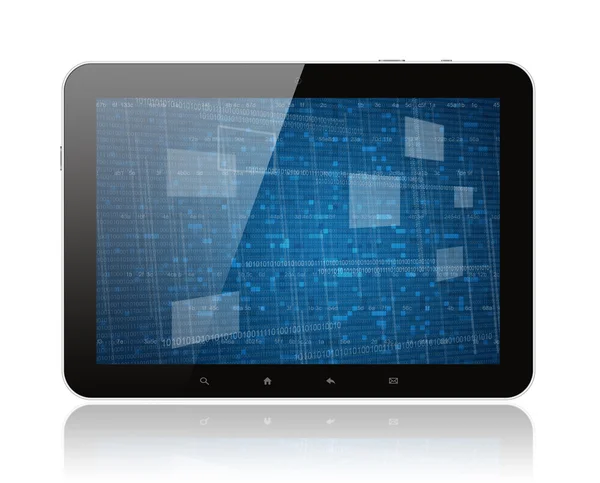 Tablet pc met digitale achtergrond — Stockfoto