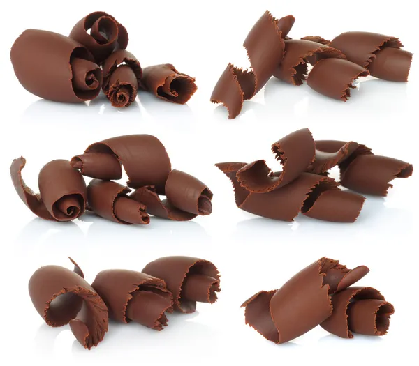 Conjunto de aparas de chocolate — Fotografia de Stock
