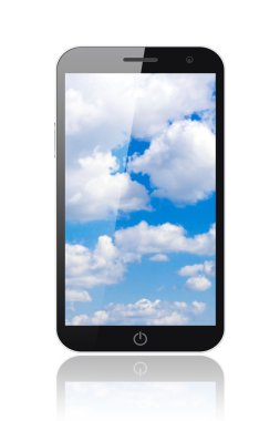 Mavi gökyüzü ile akıllı telefon