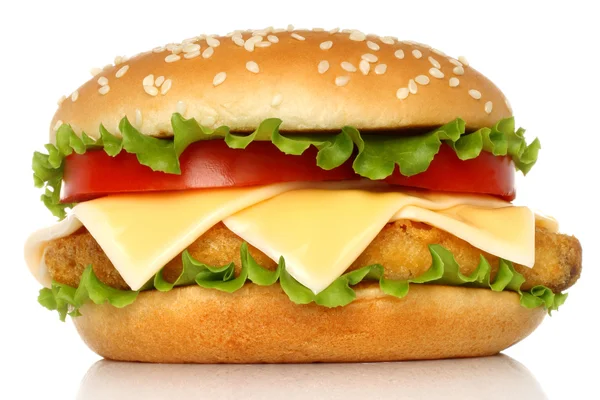 Велику куряче гамбургер — стокове фото