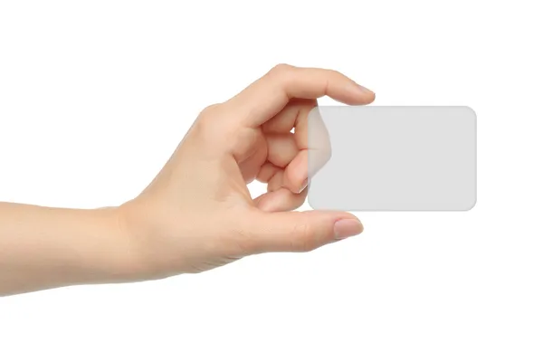 Ręka trzyma wirtualne karty — Zdjęcie stockowe