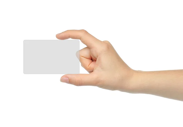 La mano sostiene la tarjeta virtual — Foto de Stock