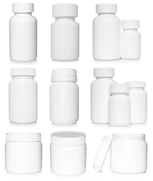 White medical containers set — Stock Photo, Image