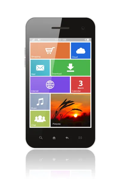 Smart phone con icone piatte — Foto Stock