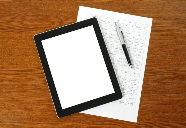 Tablet PC, carta e penna — Foto Stock