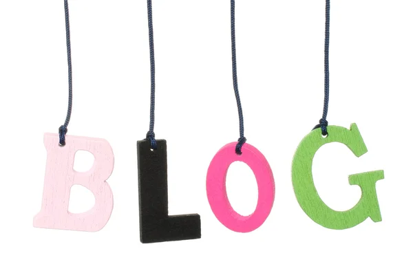 Kleur opknoping hout blog brieven — Stockfoto