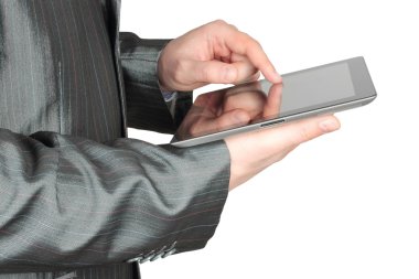 Tablet pc kullanan işadamı