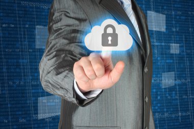 sanal iterek işadamı cloud güvenlik düğmesi