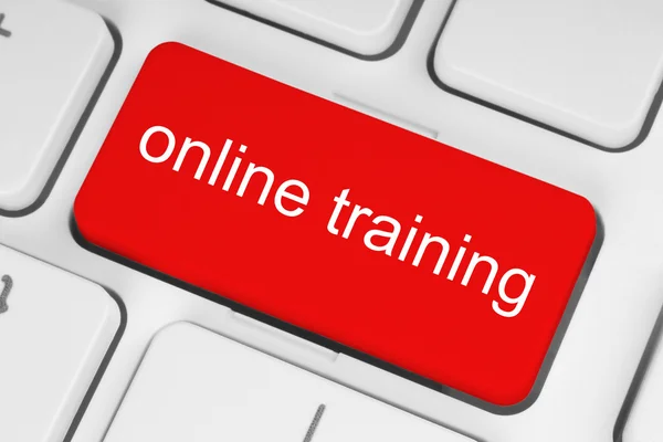 Botão vermelho de treinamento online — Fotografia de Stock