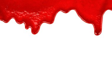 Beyaz arka plana damlayan vişne şurubu.