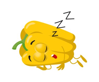 Beyaz arka planda gözleri olan komik sarı paprika. Çizgi film komik sebze karakterleri düz vektör çizimi