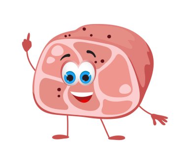 Beyaz arka planda komik et parçası, komik karakter koleksiyonu, düz vektör illüstrasyonu