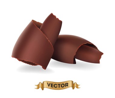 Beyaz arka planda çikolata parçacıkları, gerçekçi vektör çizimi