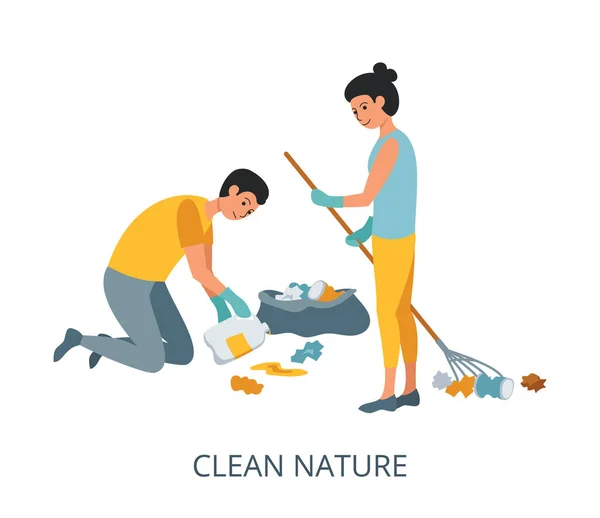 Clean Nature Koncept Flad Design Vektor Illustration Close – Stock-vektor
