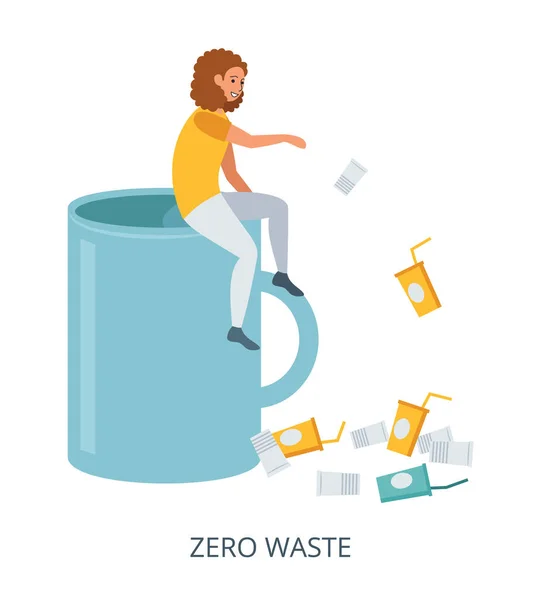Zero Waste Concept Vlakke Ontwerp Vector Illustratie Close — Stockvector
