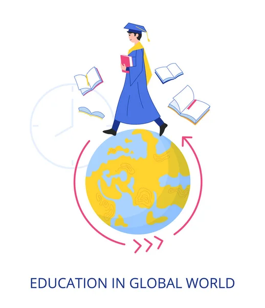 Educación Concepto Global World Ilustración Vectores Diseño Plano Primer Plano — Vector de stock