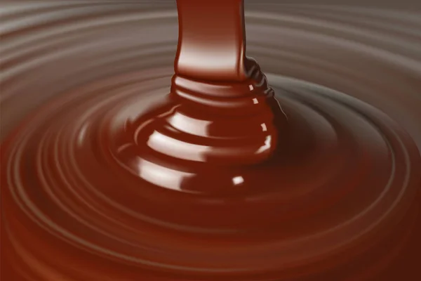 Melted Chocolate Dripping Close Realistic Vector Illustration — Stock Vector