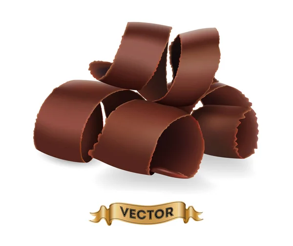 Raspas Chocolate Fundo Branco Ilustração Vetorial Realista —  Vetores de Stock