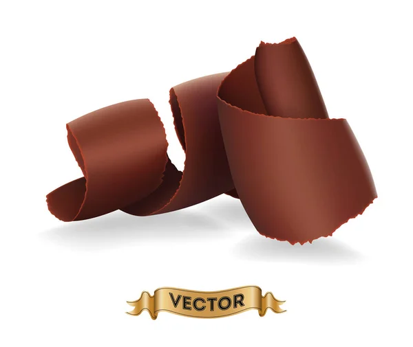 Шоколадная Стружка Белом Фоне Реалистичная Векторная Иллюстрация — стоковый вектор