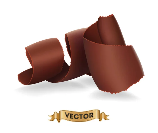 Chocolade Krullen Witte Achtergrond Realistische Vector Illustratie — Stockvector