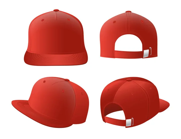 Sport Caps Mockup Set Realistisch Design Vector Illustratie Witte Achtergrond — Stockvector