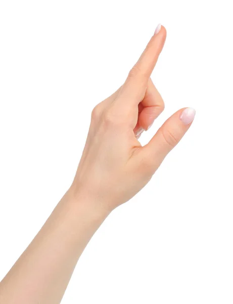 Mano Mujer Sobre Fondo Blanco Cerca — Foto de Stock