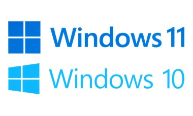 Kiev, Ukrayna - 11 Kasım 2021: Windows 10 logoları kağıda basılmış. Windows 11, Microsoft Windows 'un Windows 10 işletim sistemlerinin yerine geçen ana sürümü.