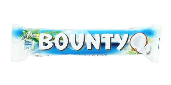 Kiev Oekraïne December 2021 Bounty Kokosnoot Snoep Chocoladereep Witte Achtergrond — Stockfoto