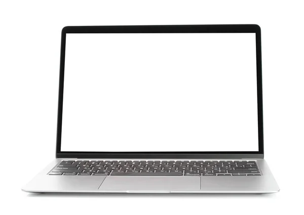 Laptop Com Tela Branco Fundo Branco Close — Fotografia de Stock