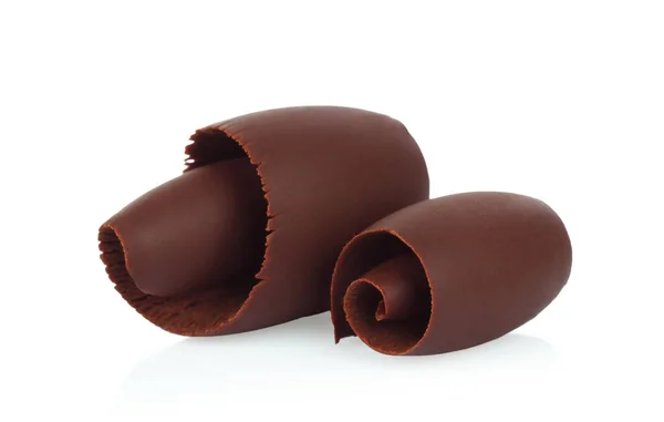 Chocolate Curls White Background Close — Stockfoto