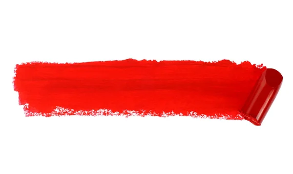 Roter Lippenstift Schmierfleck Auf Weißem Hintergrund Nahaufnahme — Stockfoto