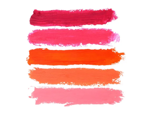 Color Lipstick Smears Smudge White Background Close — Photo