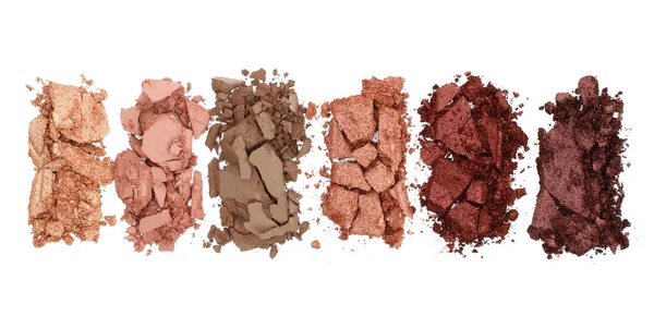 Broken Smashed Make Eyeshadow Pallete White Background Top View Close — 스톡 사진