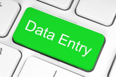 Klavyede Data Giriş kelimelerinin olduğu yeşil düğme, teknoloji kavramı